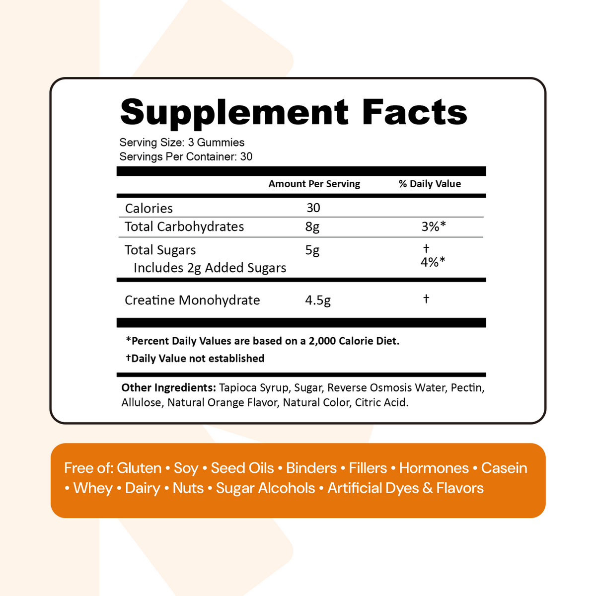 Create Creatine Monohydrate Gummies for Men & Women (Orange)