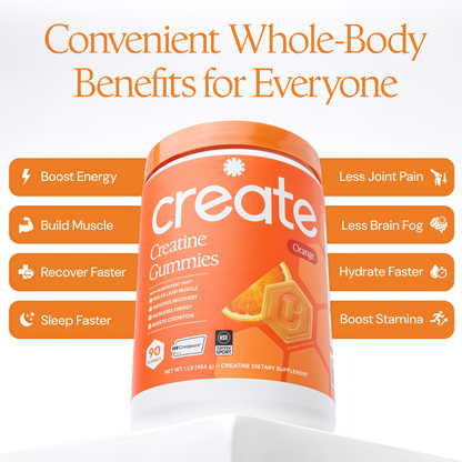 Create Creatine Monohydrate Gummies for Men & Women (Orange)