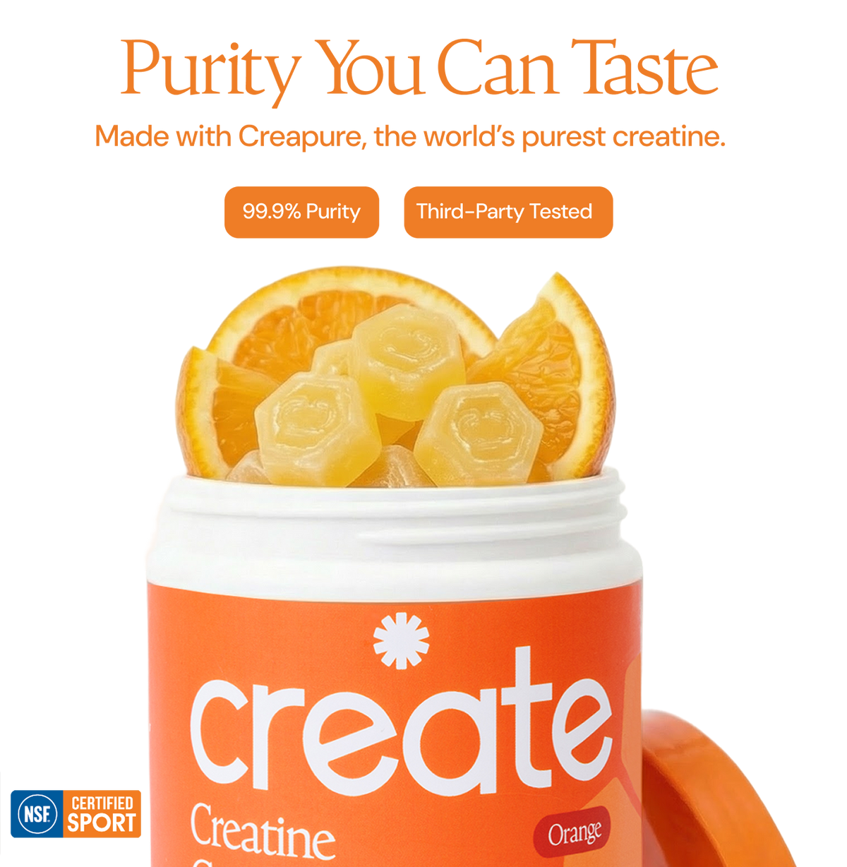 Create Creatine Monohydrate Gummies for Men & Women (Orange)
