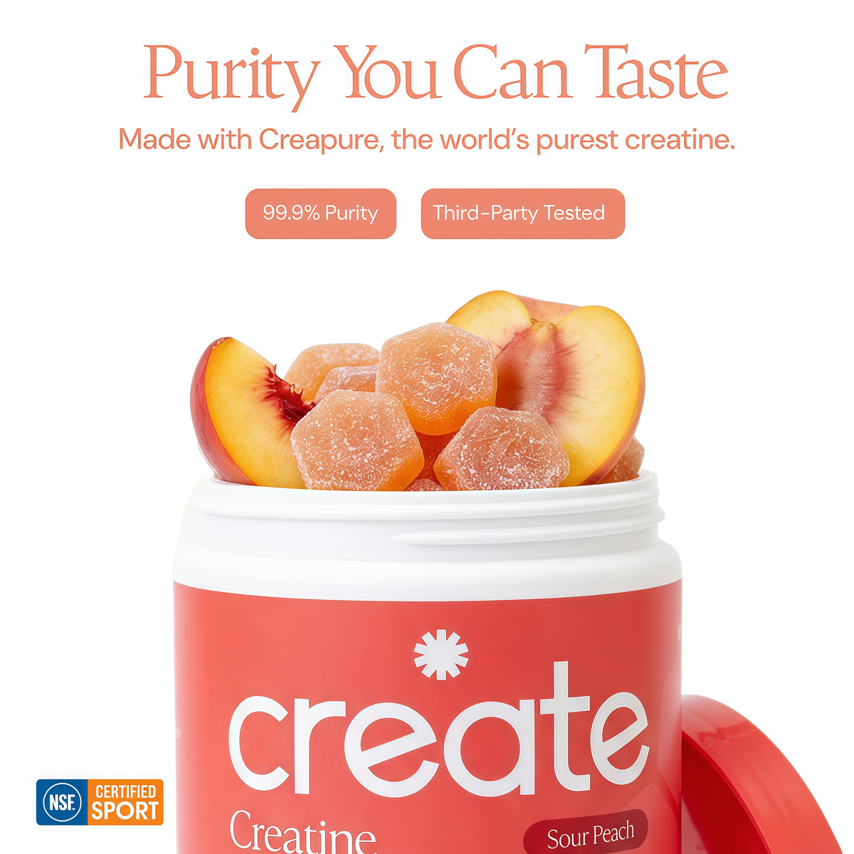 Create Creatine Monohydrate Gummies for Men & Women (Sour Peach)