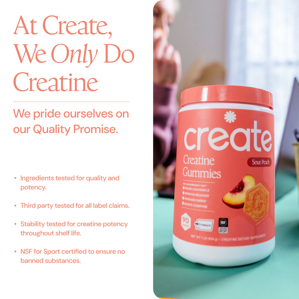 Create Creatine Monohydrate Gummies for Men & Women (Sour Peach)