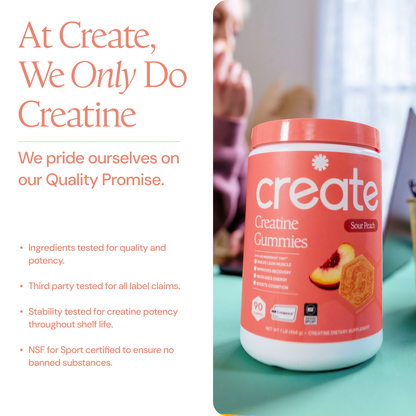Create Creatine Monohydrate Gummies for Men & Women (Sour Peach)