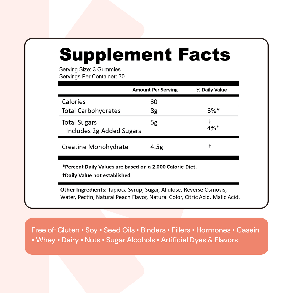 Create Creatine Monohydrate Gummies for Men & Women (Sour Peach)