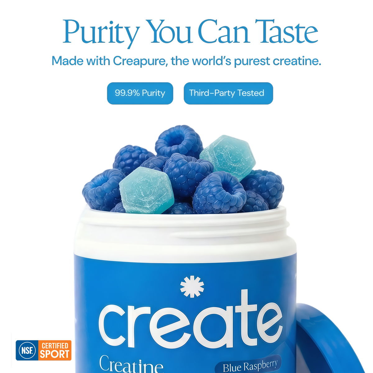 Create Creatine Monohydrate Gummies for Men & Women (Blue Raspberry)
