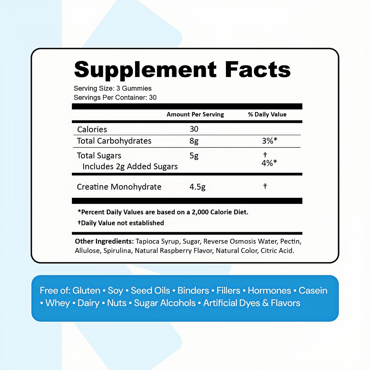 Create Creatine Monohydrate Gummies for Men & Women (Blue Raspberry)